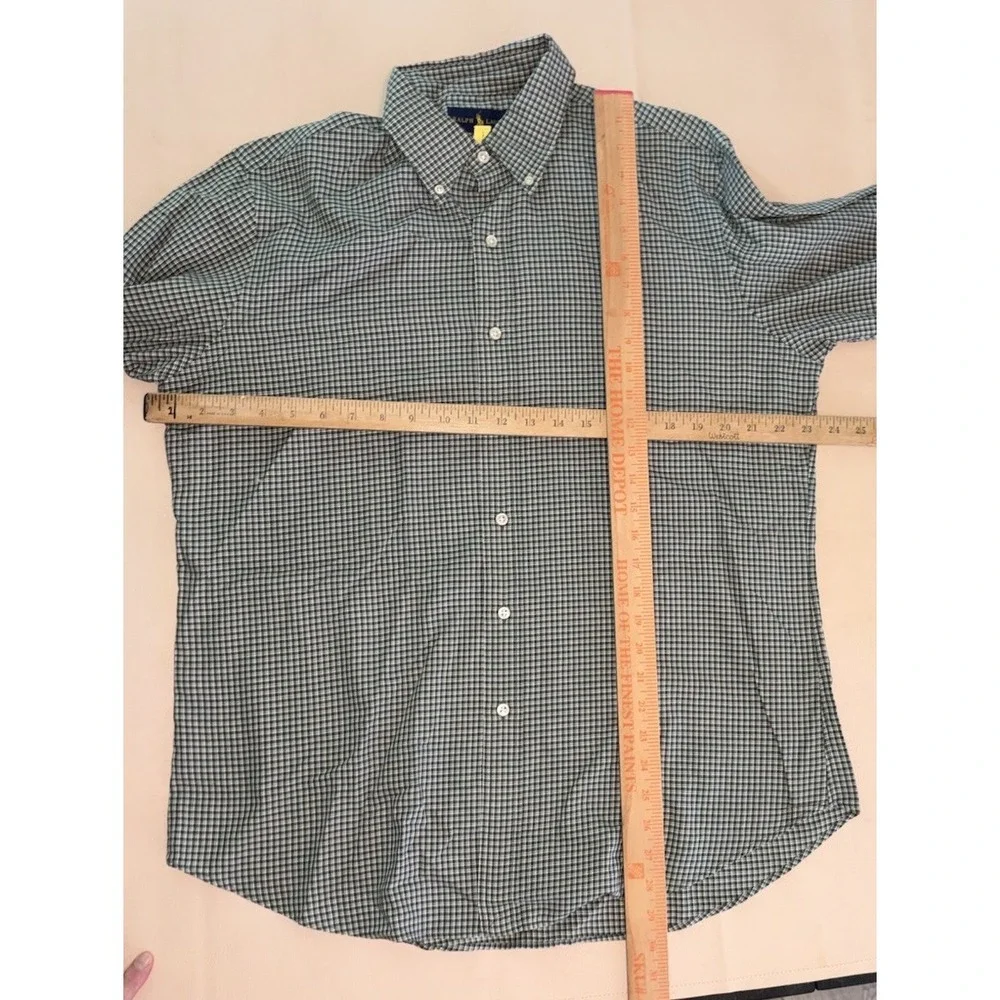 Polo Ralph Lauren Green Brown Plaid Check Button Down Mens Large Custom Fit